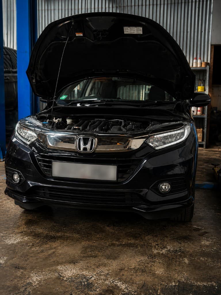 Car on the lift at our Princes Risborough workshop